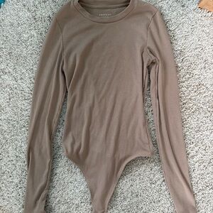 American Eagle Outfitters Brown Ribbed Bodysuit